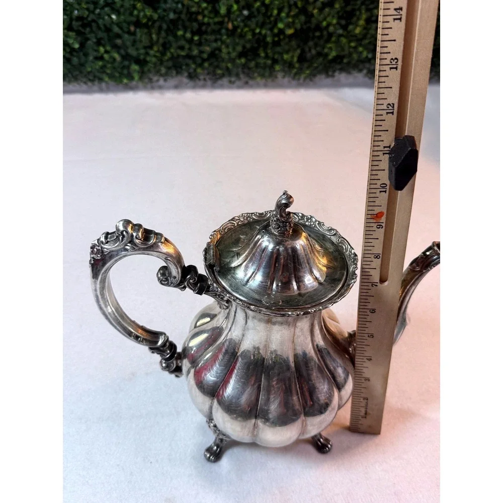 Vintage MCM Silverplate Coffee Pot Ornate‎ Victorian Style Teapot Decorative